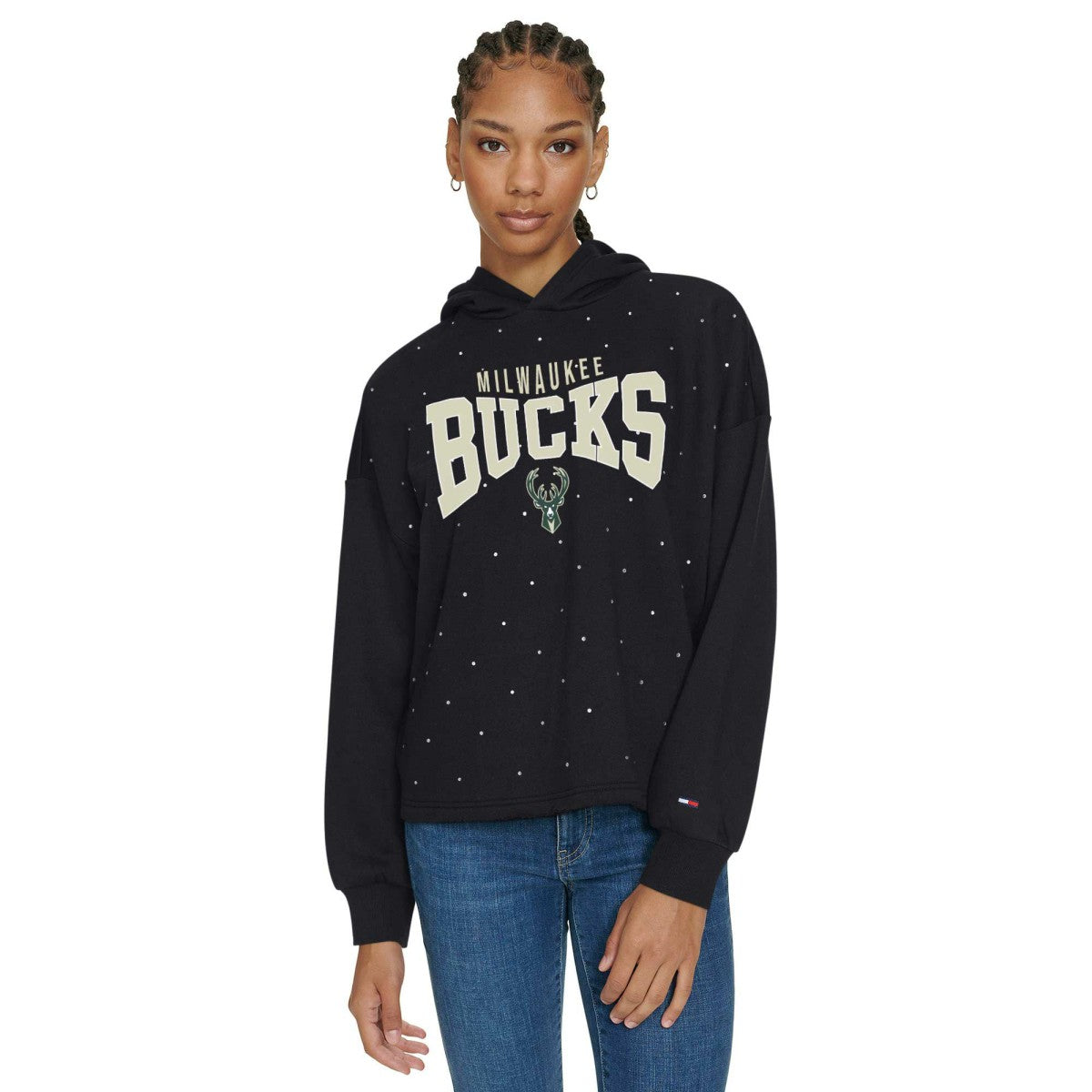 Milwaukee Bucks Tommy Jeans Women's Stella Cropped Pullover Hoodie