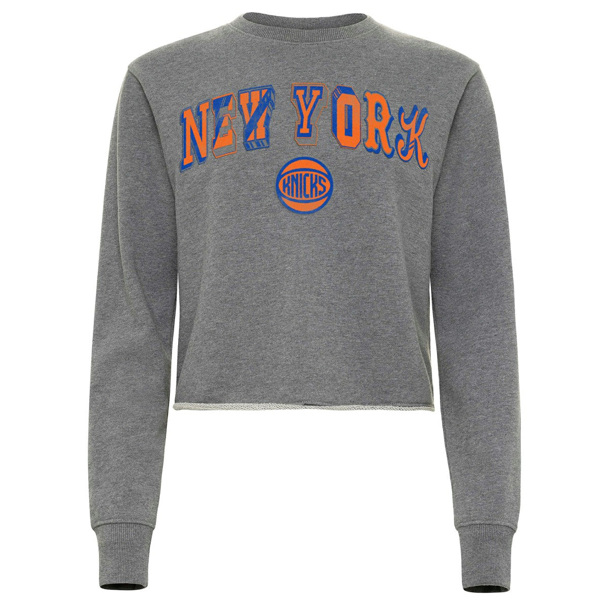 New York Knicks Sportiqe Women's Varsity Collection Kacey Cropped Pullover Sweatshirt