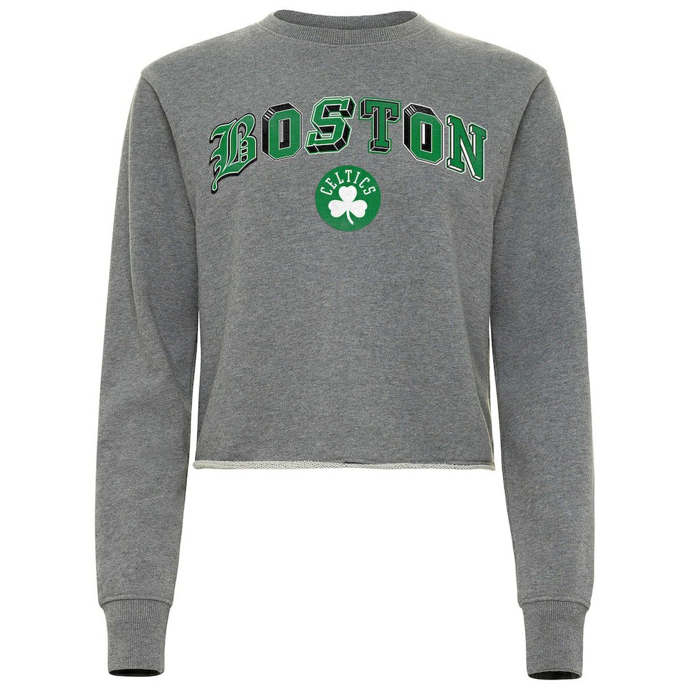 Boston Celtics Sportiqe Women's Varsity Collection Kacey Cropped Pullover Sweatshirt