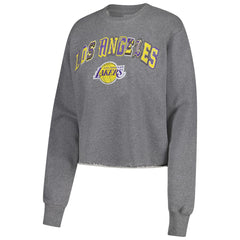 Los Angeles Lakers Sportiqe Women's Varsity Collection Kacey Cropped Pullover Sweatshirt