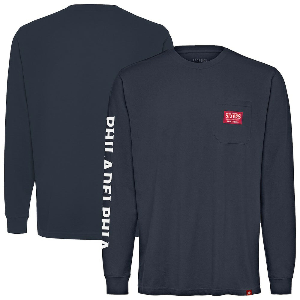 Philadelphia 76ers Sportiqe Unisex Wales Heavyweight Pocket Long Sleeve T-Shirt
