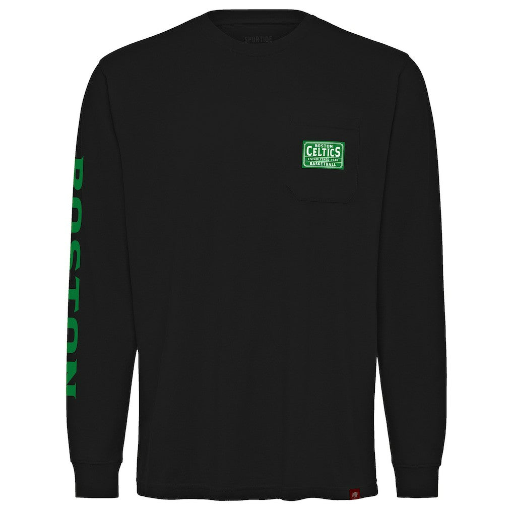 Boston Celtics Sportiqe Unisex Wales Heavyweight Pocket Long Sleeve T-Shirt