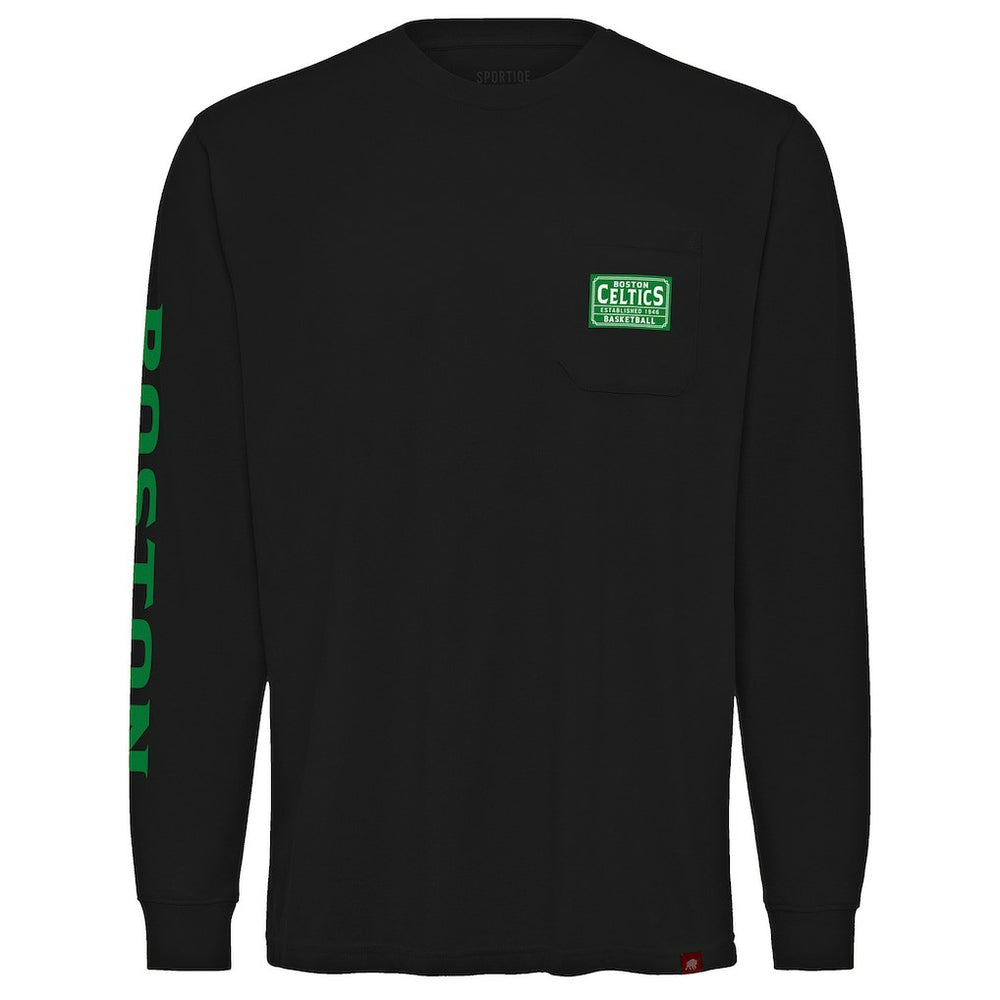 Boston Celtics Sportiqe Unisex Wales Heavyweight Pocket Long Sleeve T-Shirt