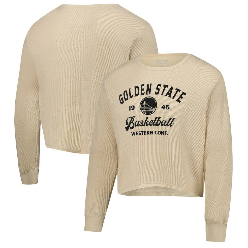 Golden State Warriors Sportiqe Unisex High Country Collection Cullen Cropped Waffle Knit Long Sleeve T-Shirt sale