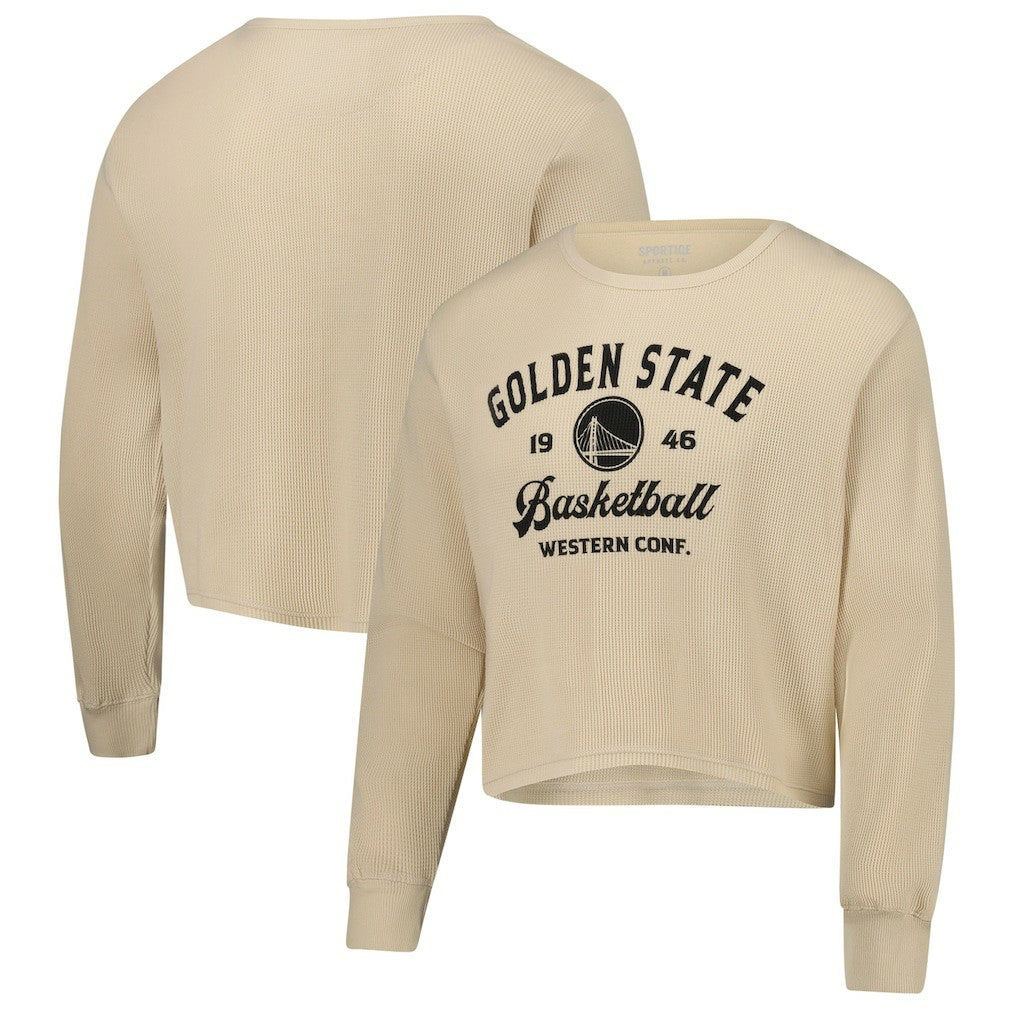 Golden State Warriors Sportiqe Unisex High Country Collection Cullen Cropped Waffle Knit Long Sleeve T-Shirt sale