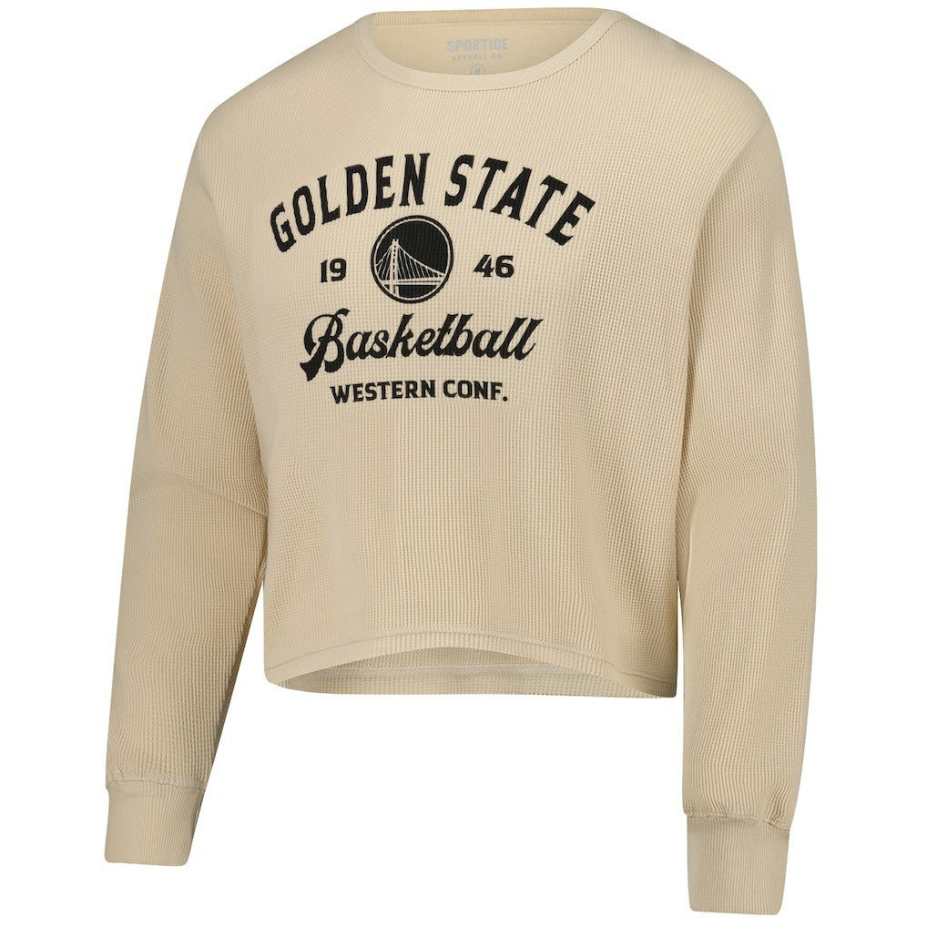 Golden State Warriors Sportiqe Unisex High Country Collection Cullen Cropped Waffle Knit Long Sleeve T-Shirt sale
