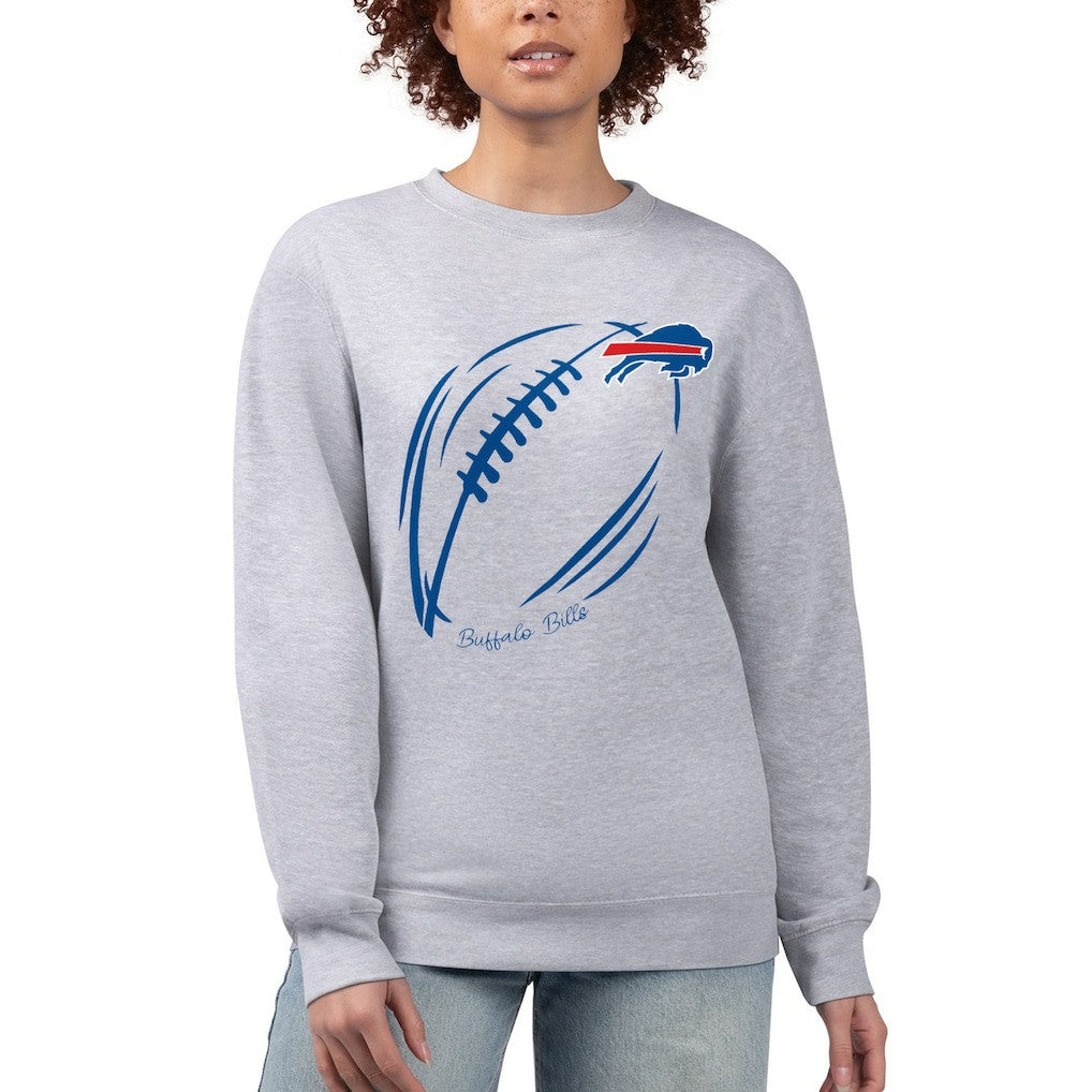 G-III 4Her by Carl Banks Women's Football Logo Graphic Fleece Tri-Blend Pullover Sweatshirt - Buffalo Bills Pullover