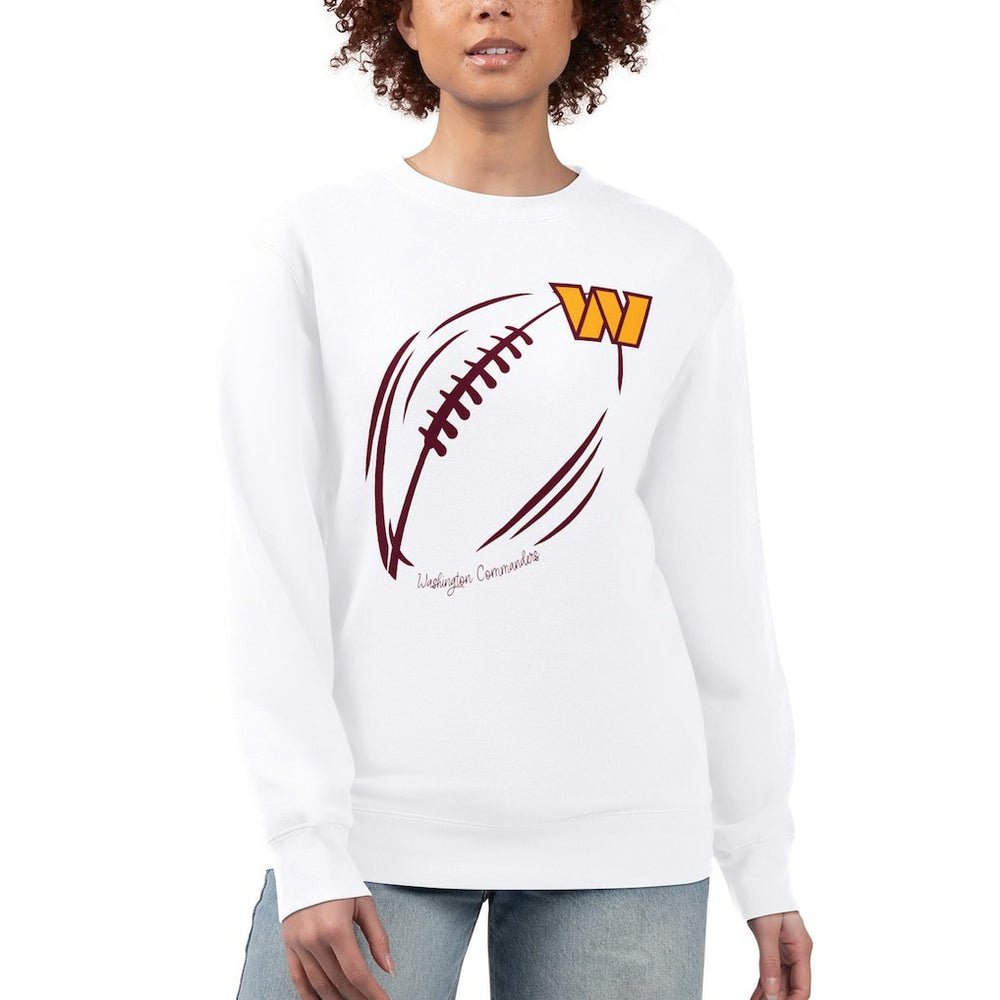 G-III 4Her by Carl Banks Women's Football Logo Graphic Fleece Tri-Blend Pullover Sweatshirt - Washington Commanders Pullover