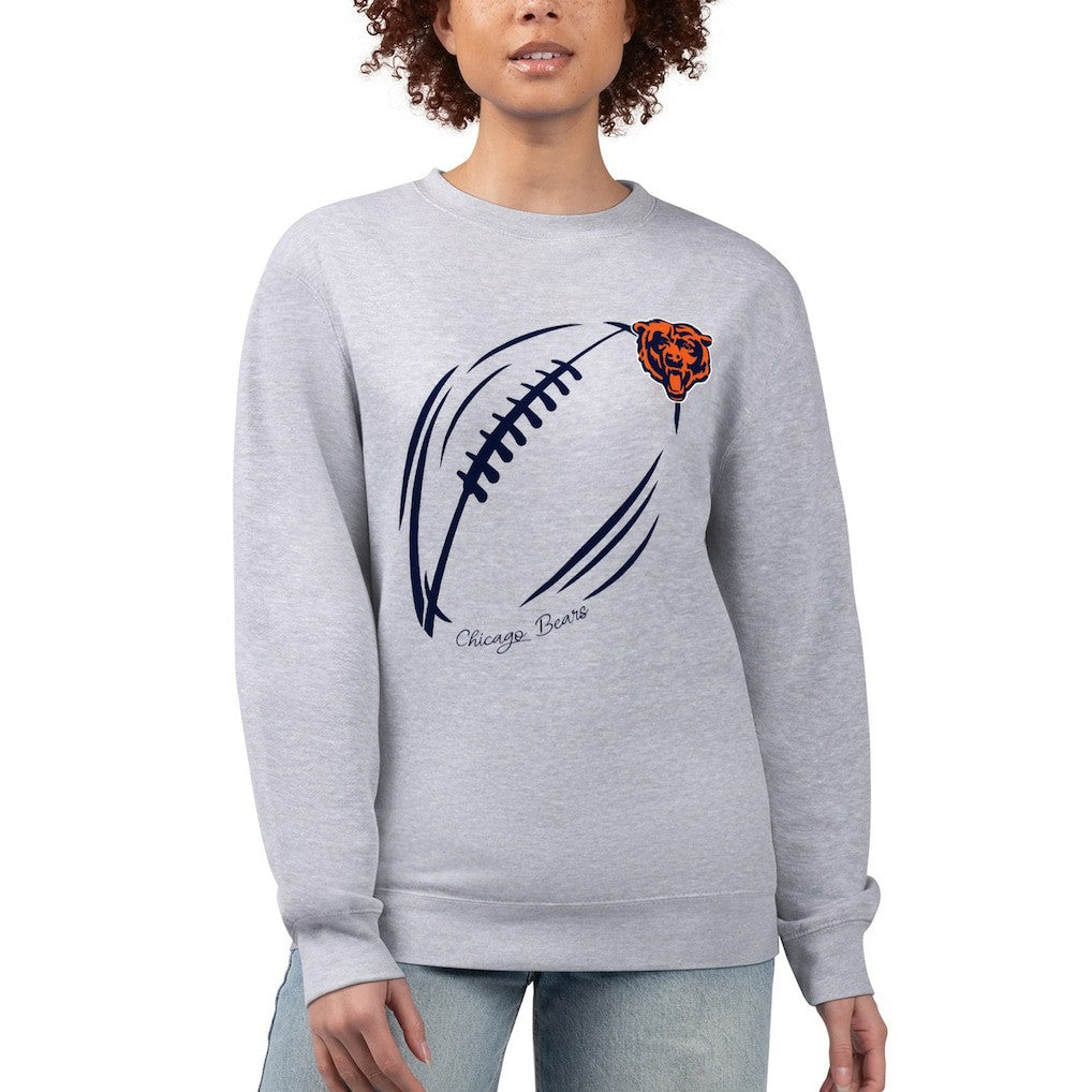 G-III 4Her by Carl Banks Women's Football Logo Graphic Fleece Tri-Blend Pullover Sweatshirt - Chicago Bears Pullover