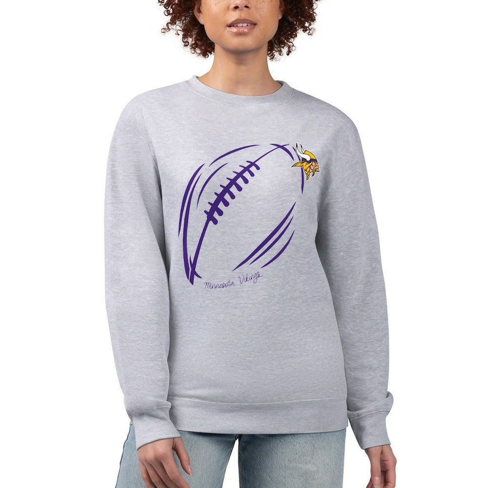 G-III 4Her by Carl Banks Women's Football Logo Graphic Fleece Tri-Blend Pullover Sweatshirt - Minnesota Vikings Pullover
