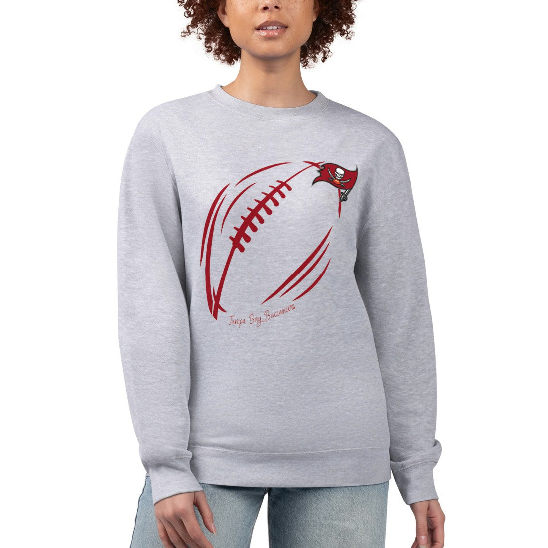G-III 4Her by Carl Banks Women's Football Logo Graphic Fleece Tri-Blend Pullover Sweatshirt - Tampa Bay Buccaneers Pullover
