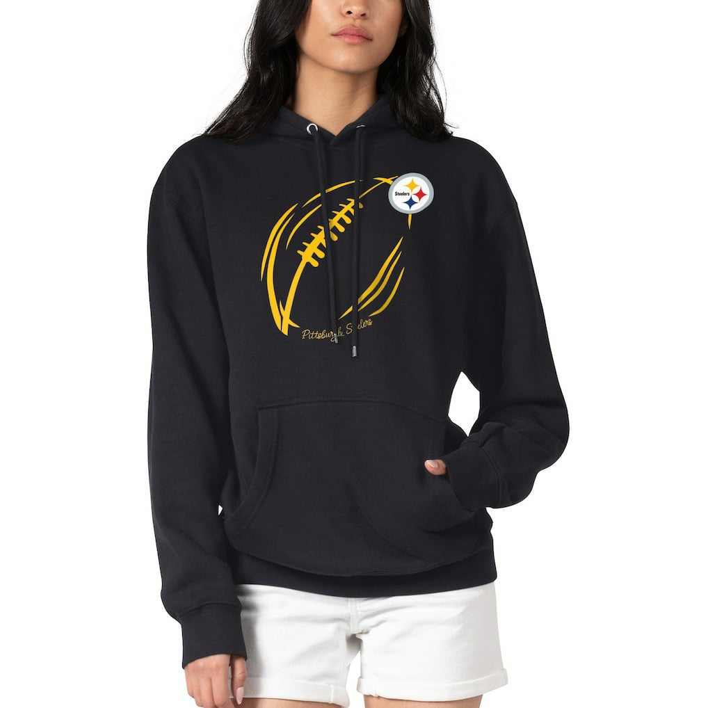G-III 4Her by Carl Banks Women's Football Logo Fleece Tri-Blend Pullover Hoodie - Pittsburgh Steelers Hoodies