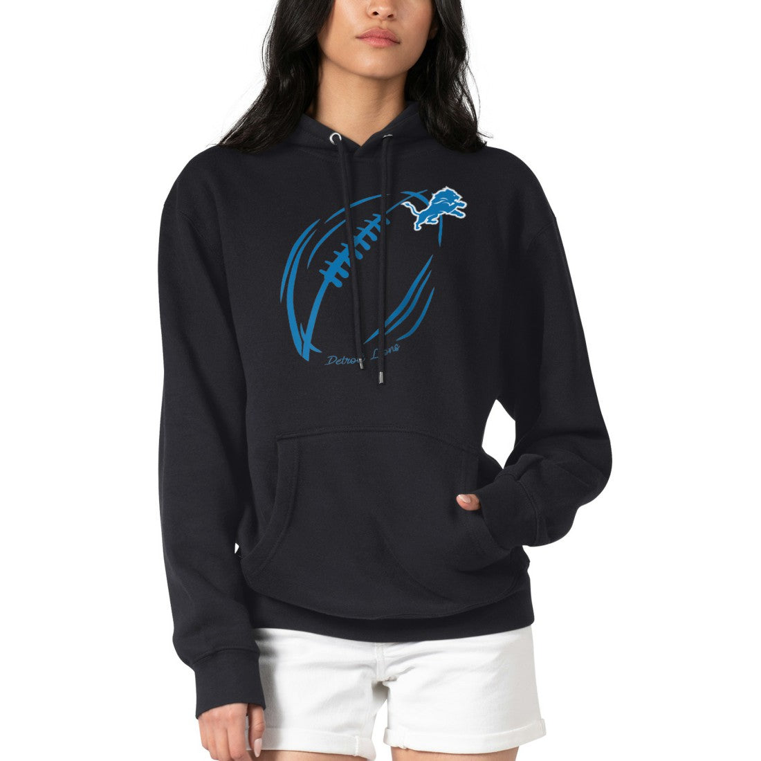 G-III 4Her by Carl Banks Women's Football Logo Fleece Tri-Blend Pullover Hoodie - Detroit Lions Hoodies