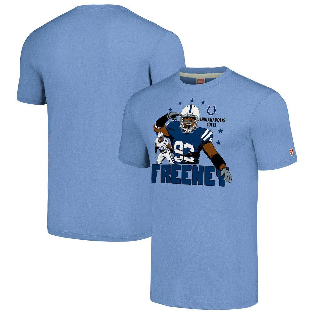 Dwight Freeney  Homage Unisex Caricature Retired Player Tri-Blend T-Shirt - Indianapolis Colts T-shirts
