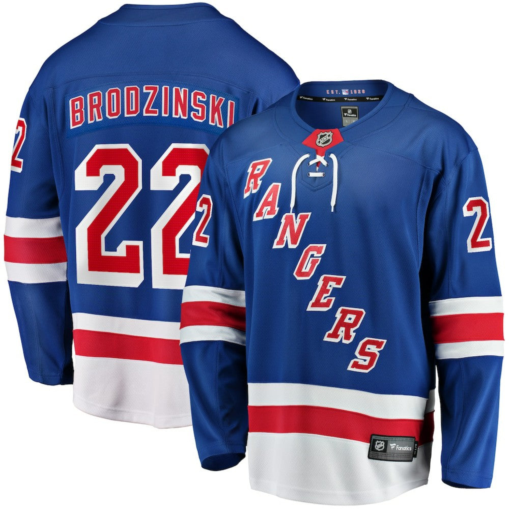 NHL Jonny Brodzinski New York Rangers Fanatics Home Premier Breakaway Player Jersey