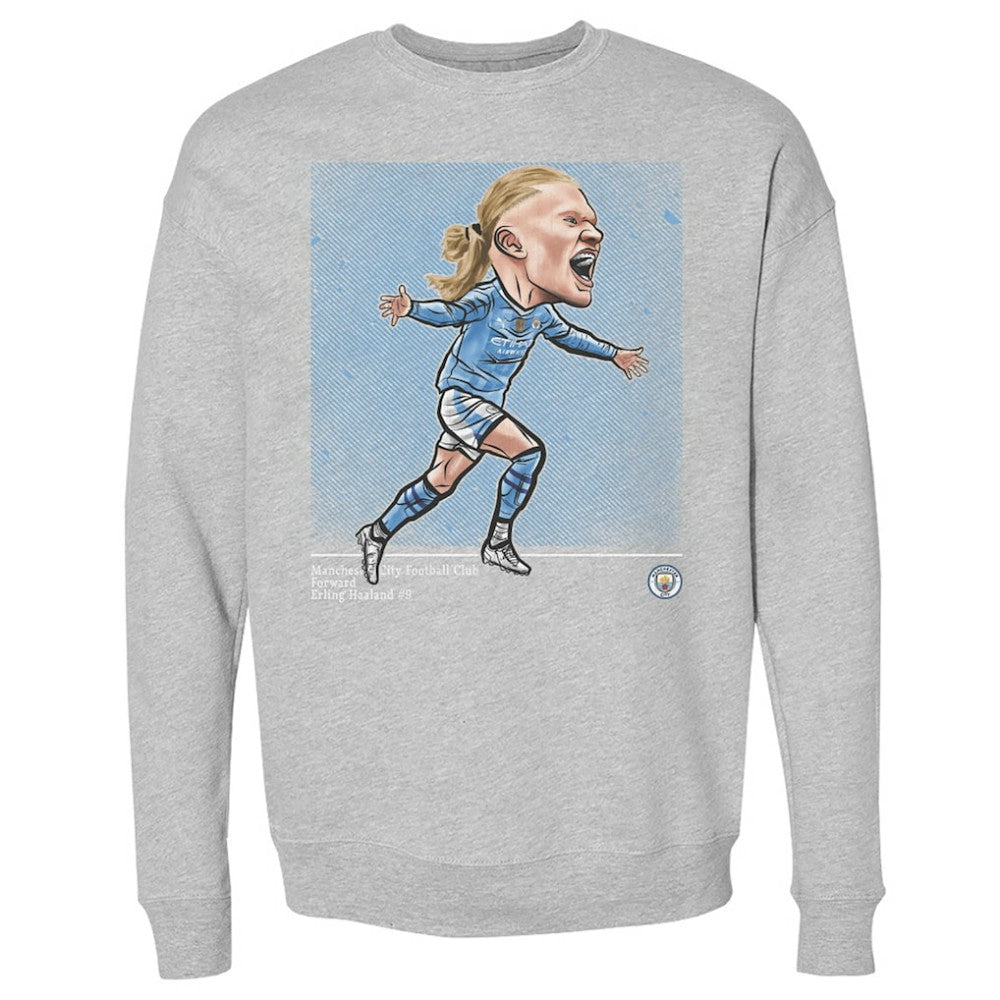 Erling Haaland Manchester City 500 Level Cartoon Player Pullover Crewneck Sweatshirt