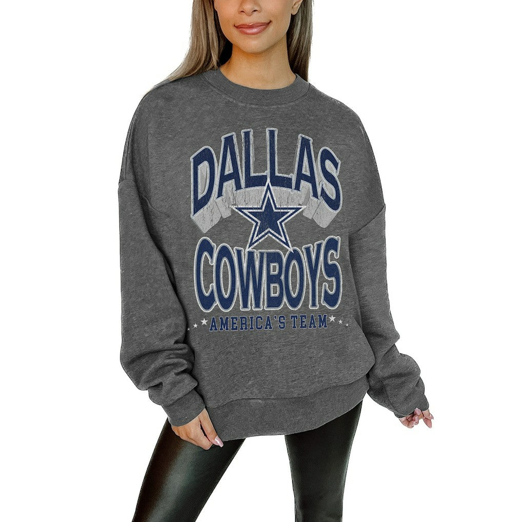 Gameday Couture Women's Oversized Long Weekend Premium Fleece Drop Shoulder Pullover Sweatshirt - Dallas Cowboys Pullover