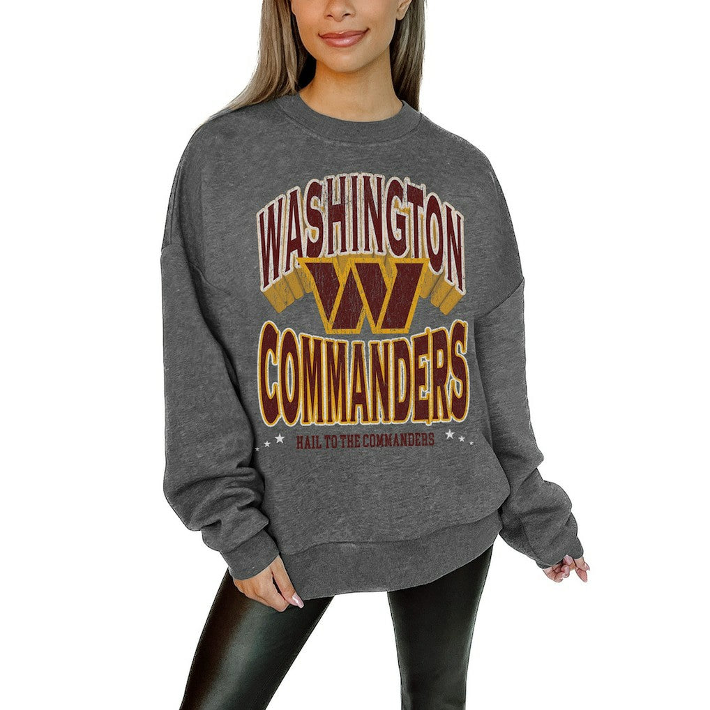 Gameday Couture Women's Oversized Long Weekend Premium Fleece Drop Shoulder Pullover Sweatshirt - Washington Commanders Pullover