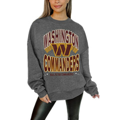 Gameday Couture Women's Oversized Long Weekend Premium Fleece Drop Shoulder Pullover Sweatshirt - Washington Commanders Pullover