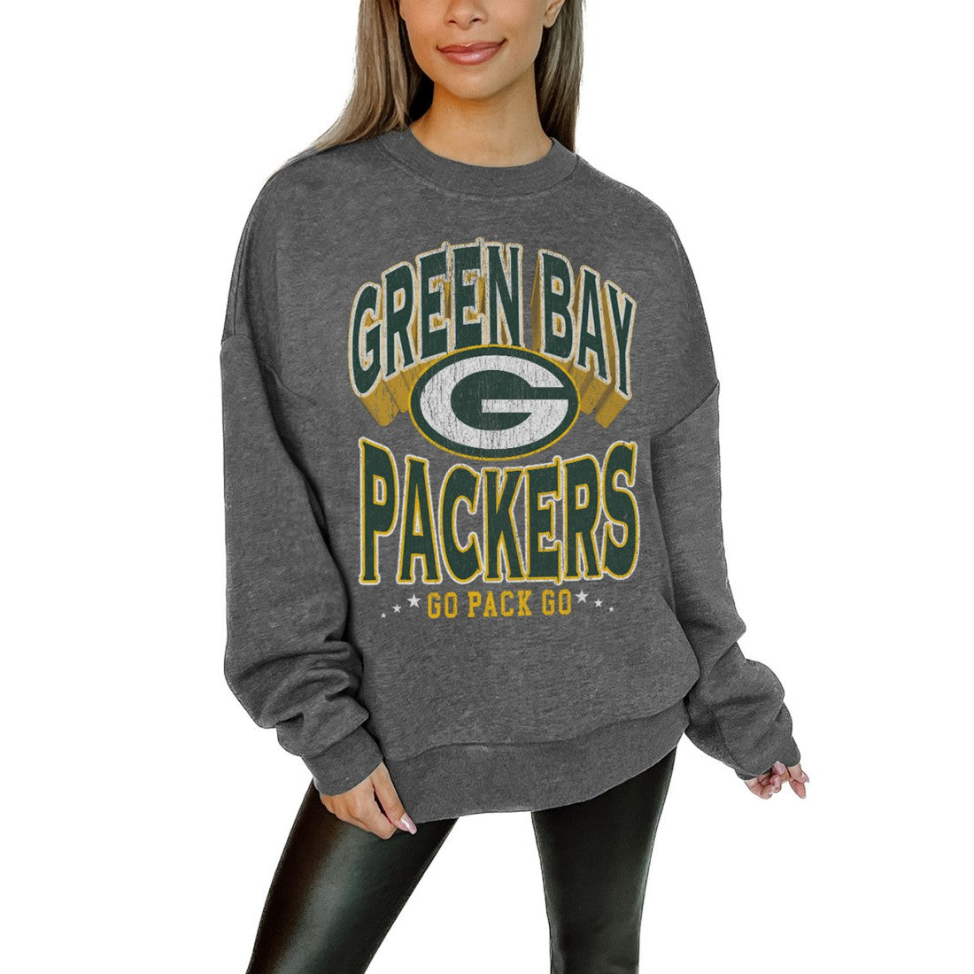 Gameday Couture Women's Oversized Long Weekend Premium Fleece Drop Shoulder Pullover Sweatshirt - Green Bay Packers Pullover