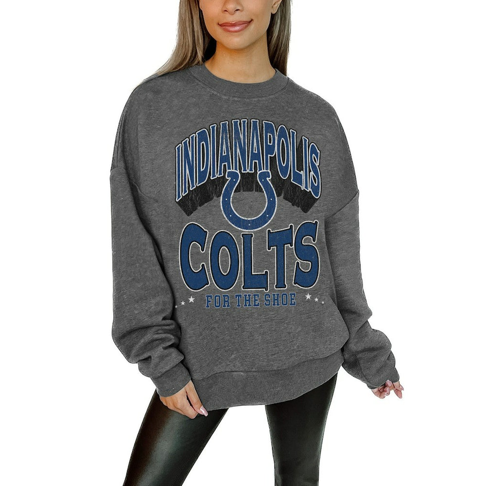 Gameday Couture Women's Oversized Long Weekend Premium Fleece Drop Shoulder Pullover Sweatshirt - Indianapolis Colts Pullover