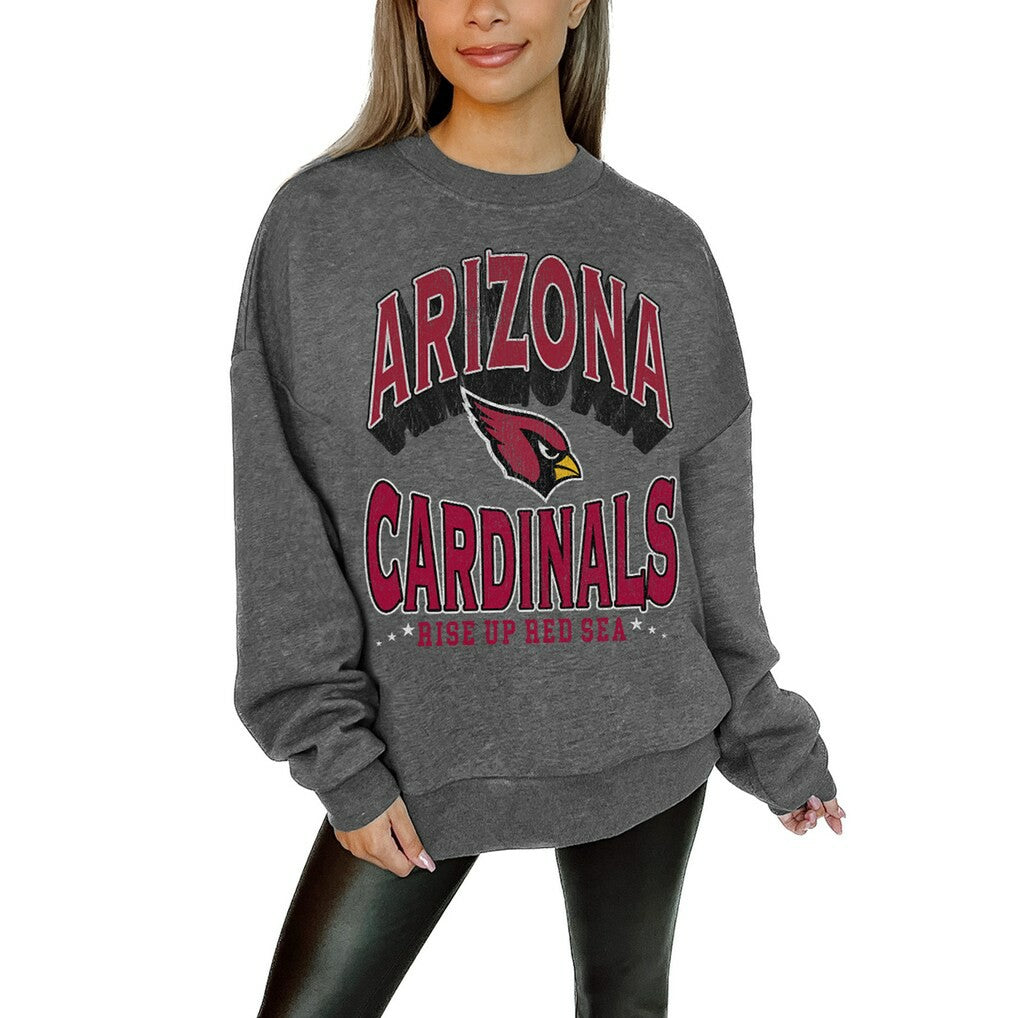 Gameday Couture Women's Oversized Long Weekend Premium Fleece Drop Shoulder Pullover Sweatshirt - Arizona Cardinals Pullover