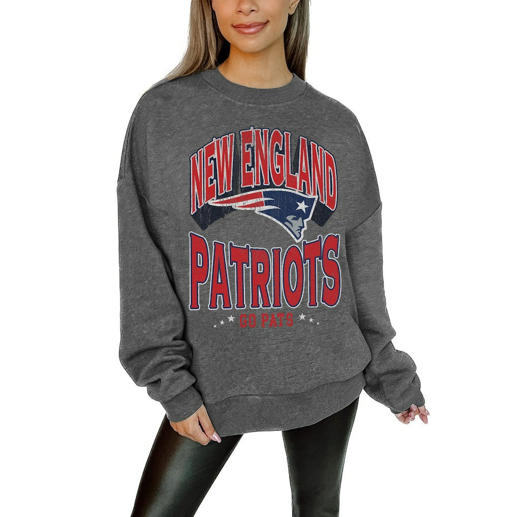 Gameday Couture Women's Oversized Long Weekend Premium Fleece Drop Shoulder Pullover Sweatshirt - New England Patriots Pullover