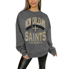 Gameday Couture Women's Oversized Long Weekend Premium Fleece Drop Shoulder Pullover Sweatshirt - New Orleans Saints Pullover