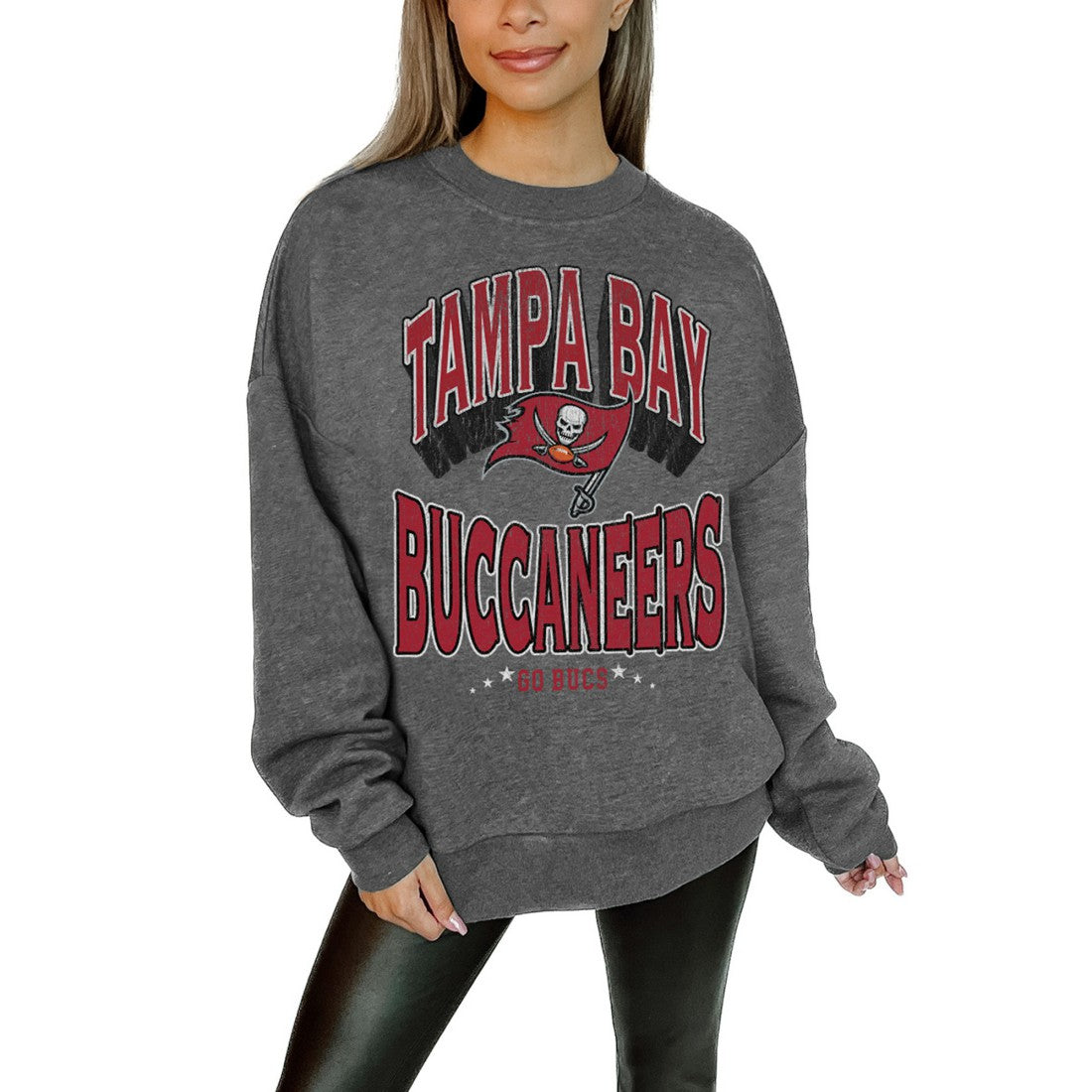 Gameday Couture Women's Oversized Long Weekend Premium Fleece Drop Shoulder Pullover Sweatshirt - Tampa Bay Buccaneers Pullover
