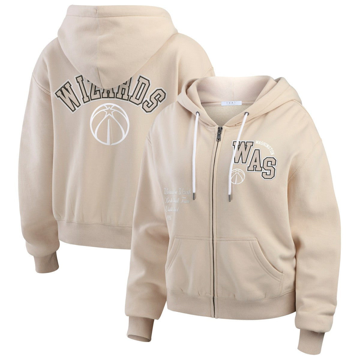 Washington Wizards WEAR by Erin Andrews Women's Tonal Felt Patch Full-Zip Hoodie