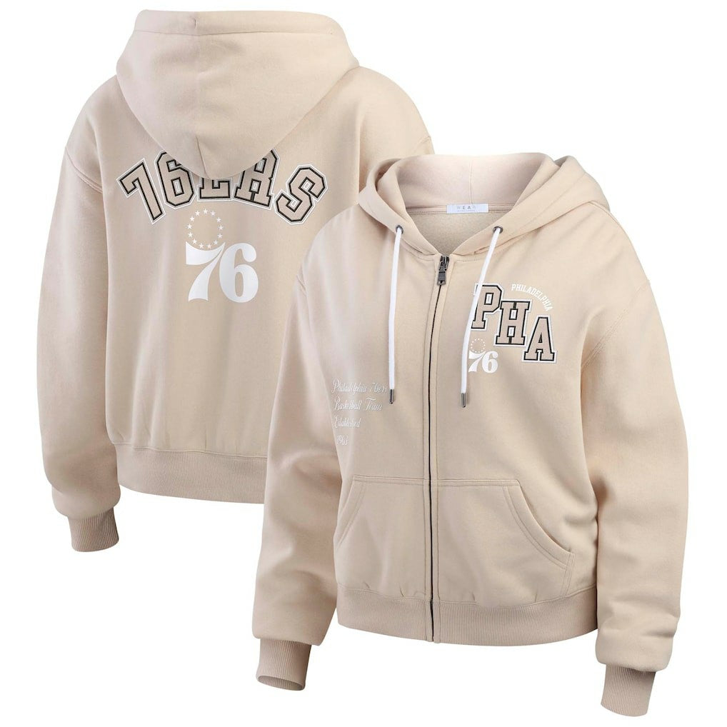 Philadelphia 76ers WEAR by Erin Andrews Women's Plus Size Tonal Felt Patch Full-Zip Hoodie