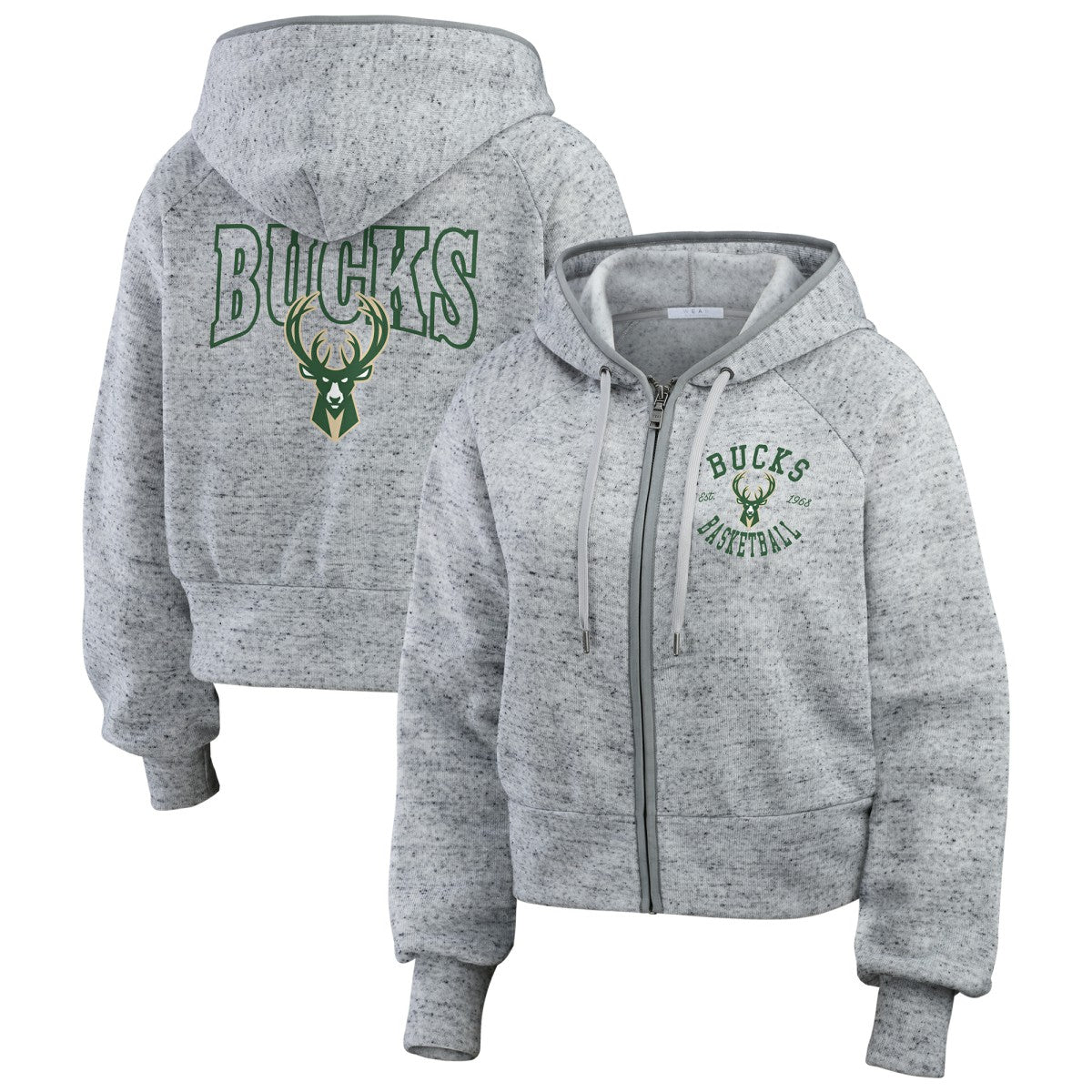 Milwaukee Bucks WEAR by Erin Andrews Women's Speckled Radiator Full-Zip Hoodie