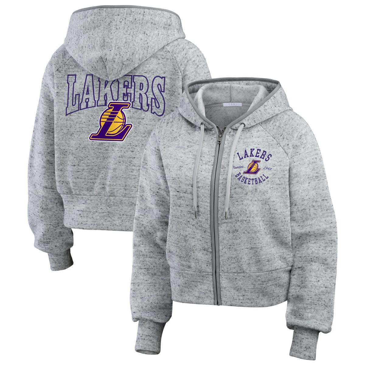 Los Angeles Lakers WEAR by Erin Andrews Women's Speckled Radiator Full-Zip Hoodie