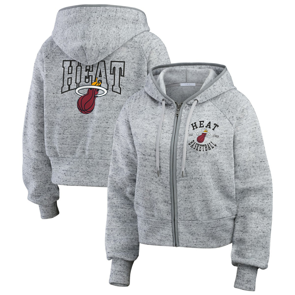 Miami Heat WEAR by Erin Andrews Women's Speckled Radiator Full-Zip Hoodie
