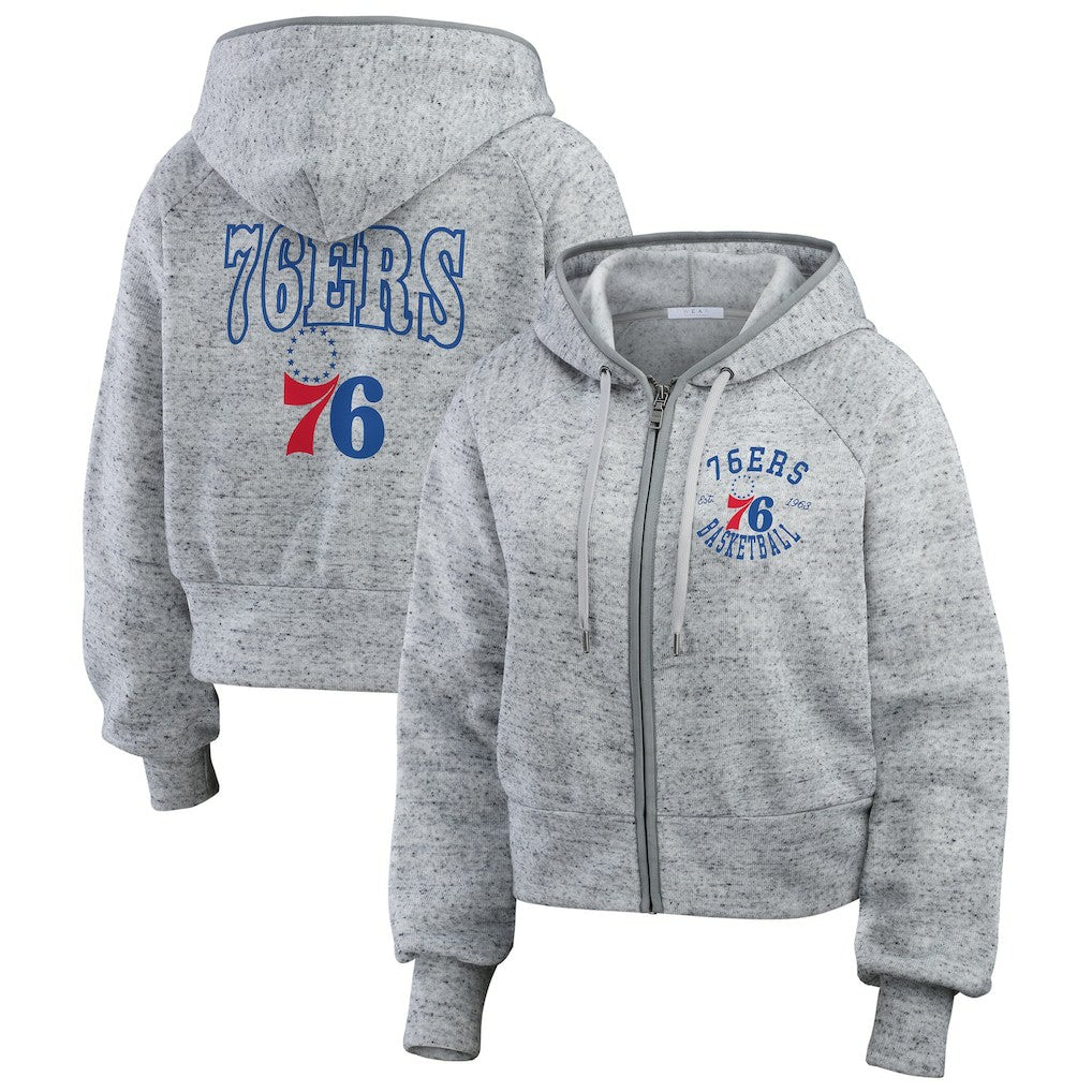 Philadelphia 76ers WEAR by Erin Andrews Women's Speckled Radiator Full-Zip Hoodie