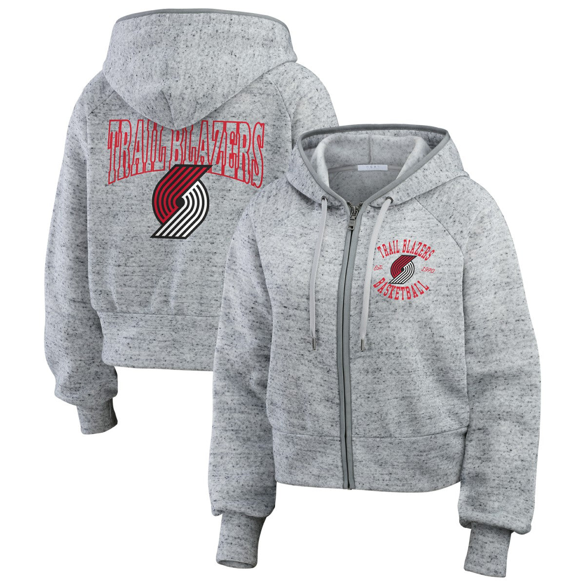 Portland Trail Blazers WEAR by Erin Andrews Women's Speckled Radiator Full-Zip Hoodie