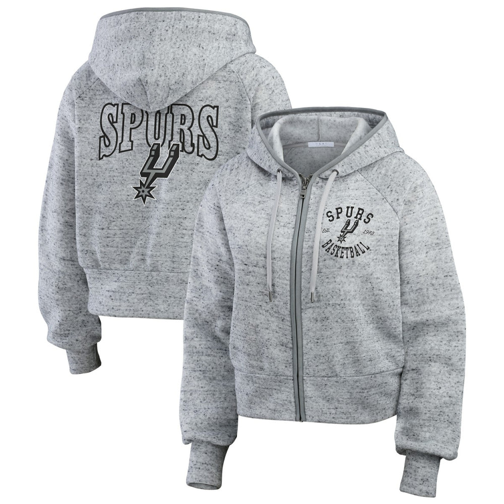 San Antonio Spurs WEAR by Erin Andrews Women's Speckled Radiator Full-Zip Hoodie