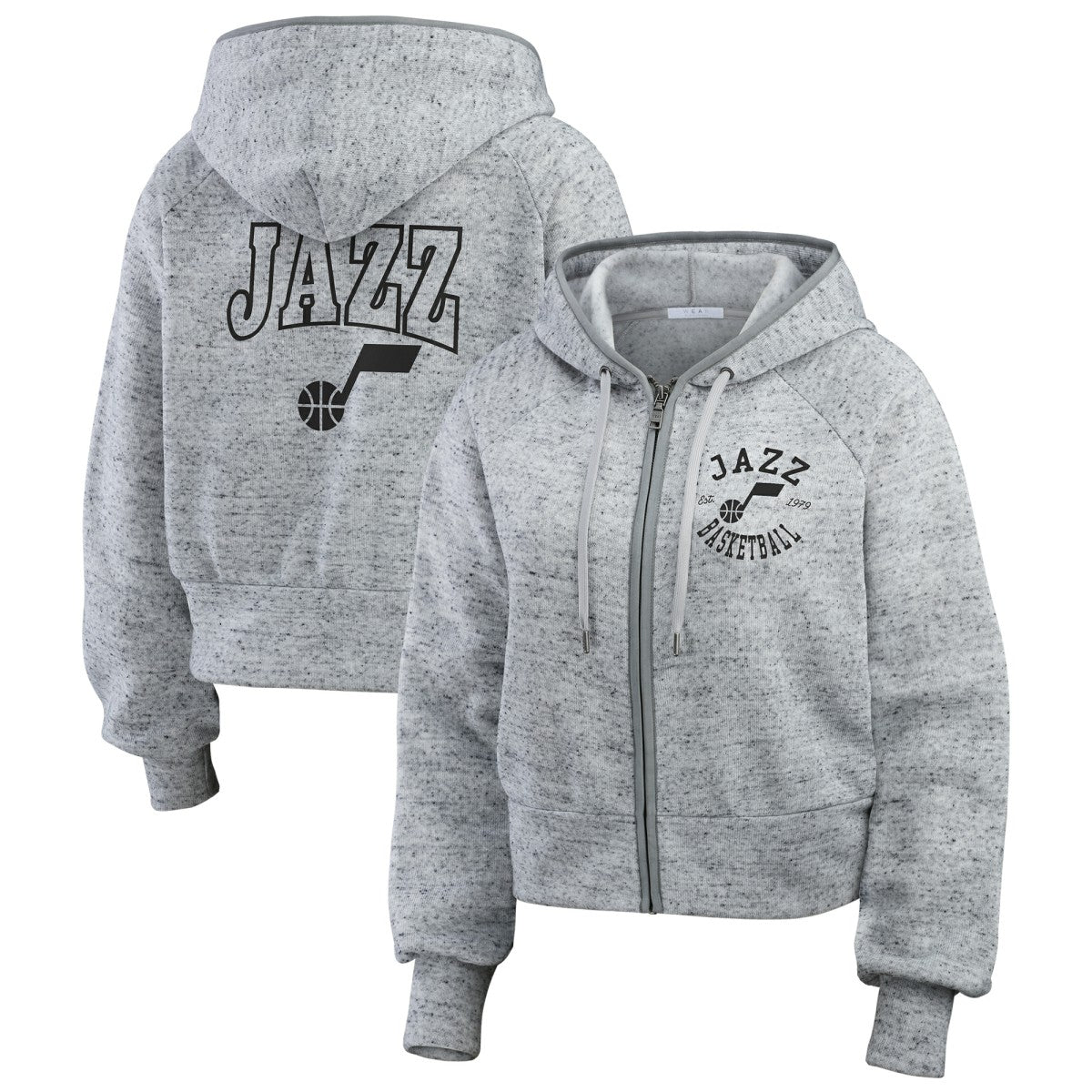 Utah Jazz WEAR by Erin Andrews Women's Speckled Radiator Full-Zip Hoodie