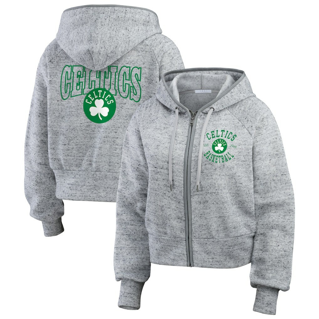 Boston Celtics WEAR by Erin Andrews Women's Speckled Radiator Full-Zip Hoodie