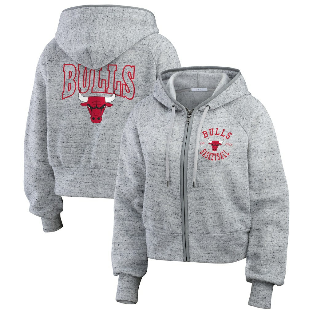 Chicago Bulls WEAR by Erin Andrews Women's Speckled Radiator Full-Zip Hoodie