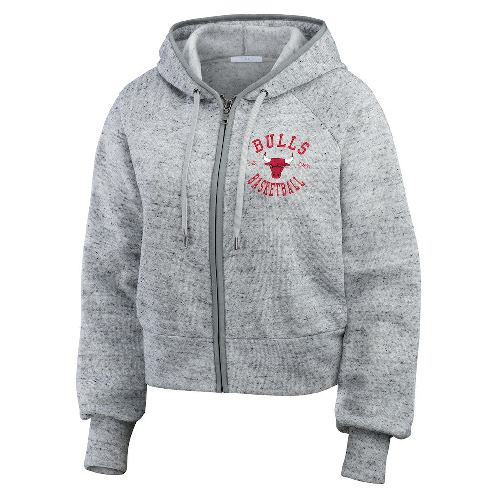 Chicago Bulls WEAR by Erin Andrews Women's Speckled Radiator Full-Zip Hoodie