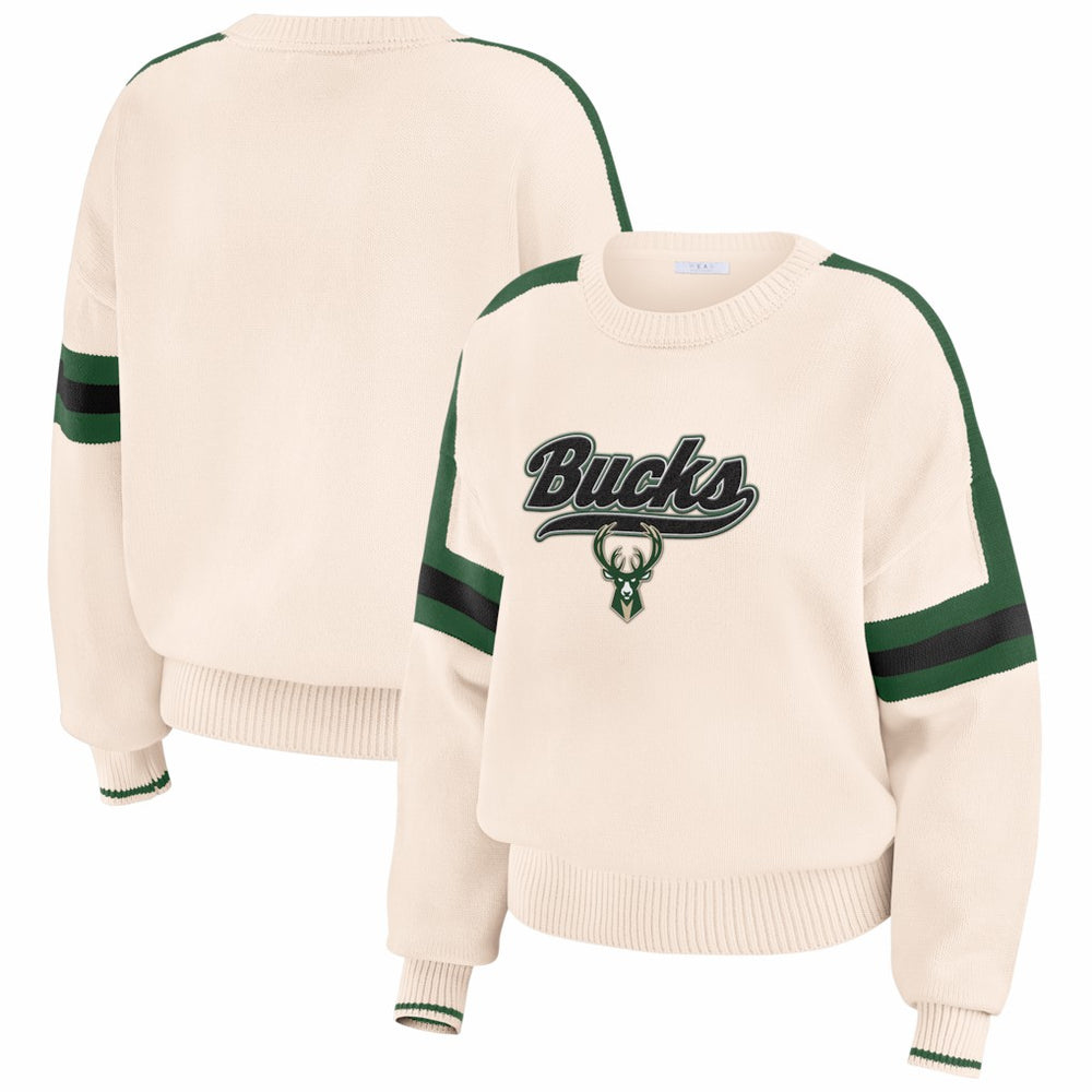 Milwaukee Bucks WEAR by Erin Andrews Women's Stripe Pullover Sweater
