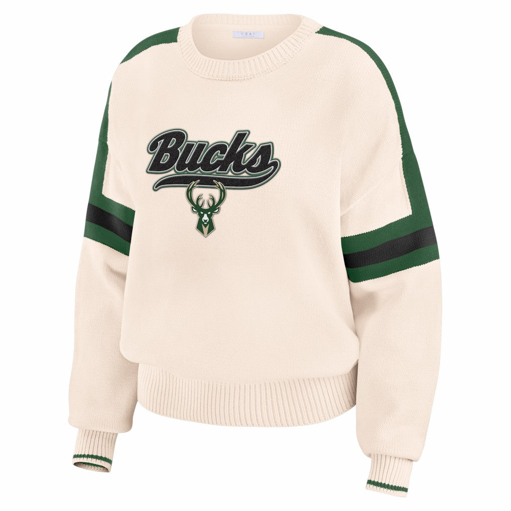 Milwaukee Bucks WEAR by Erin Andrews Women's Stripe Pullover Sweater