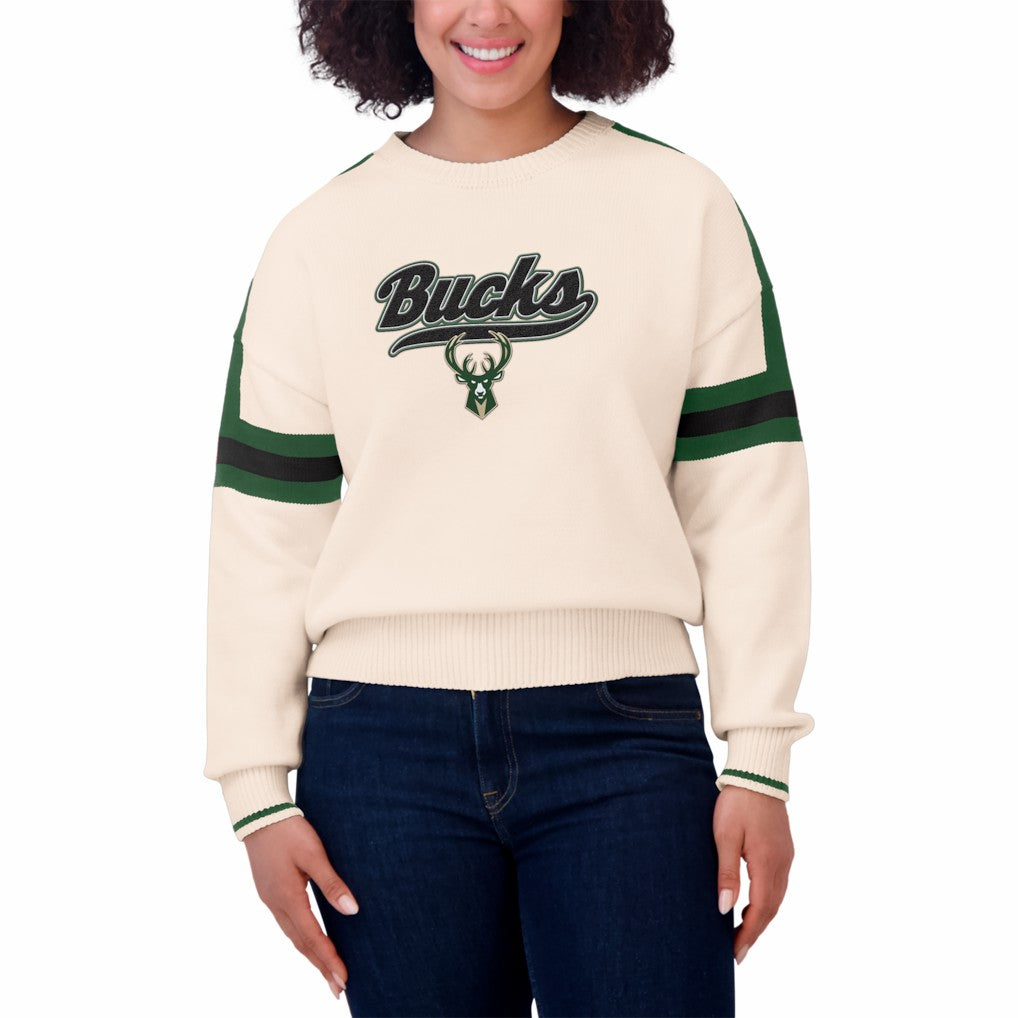Milwaukee Bucks WEAR by Erin Andrews Women's Stripe Pullover Sweater