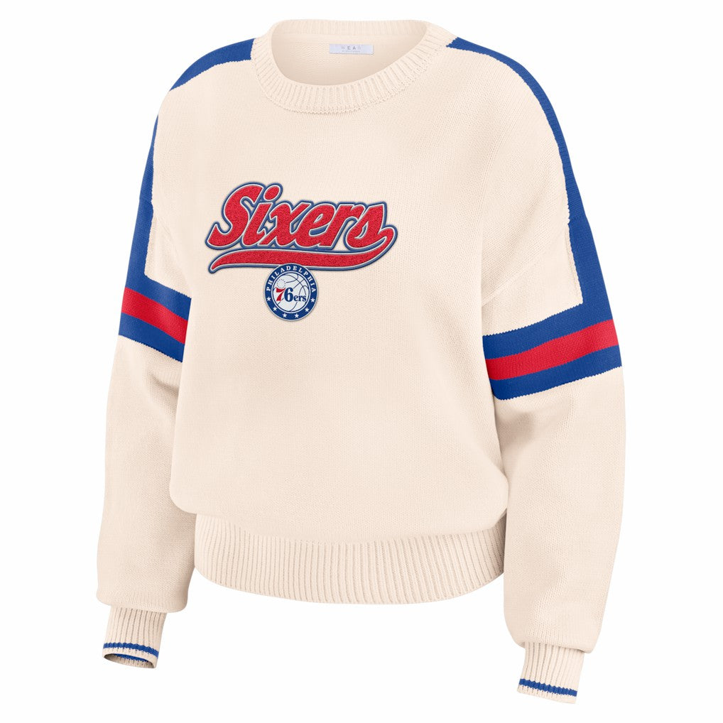 Philadelphia 76ers WEAR by Erin Andrews Women's Stripe Pullover Sweater