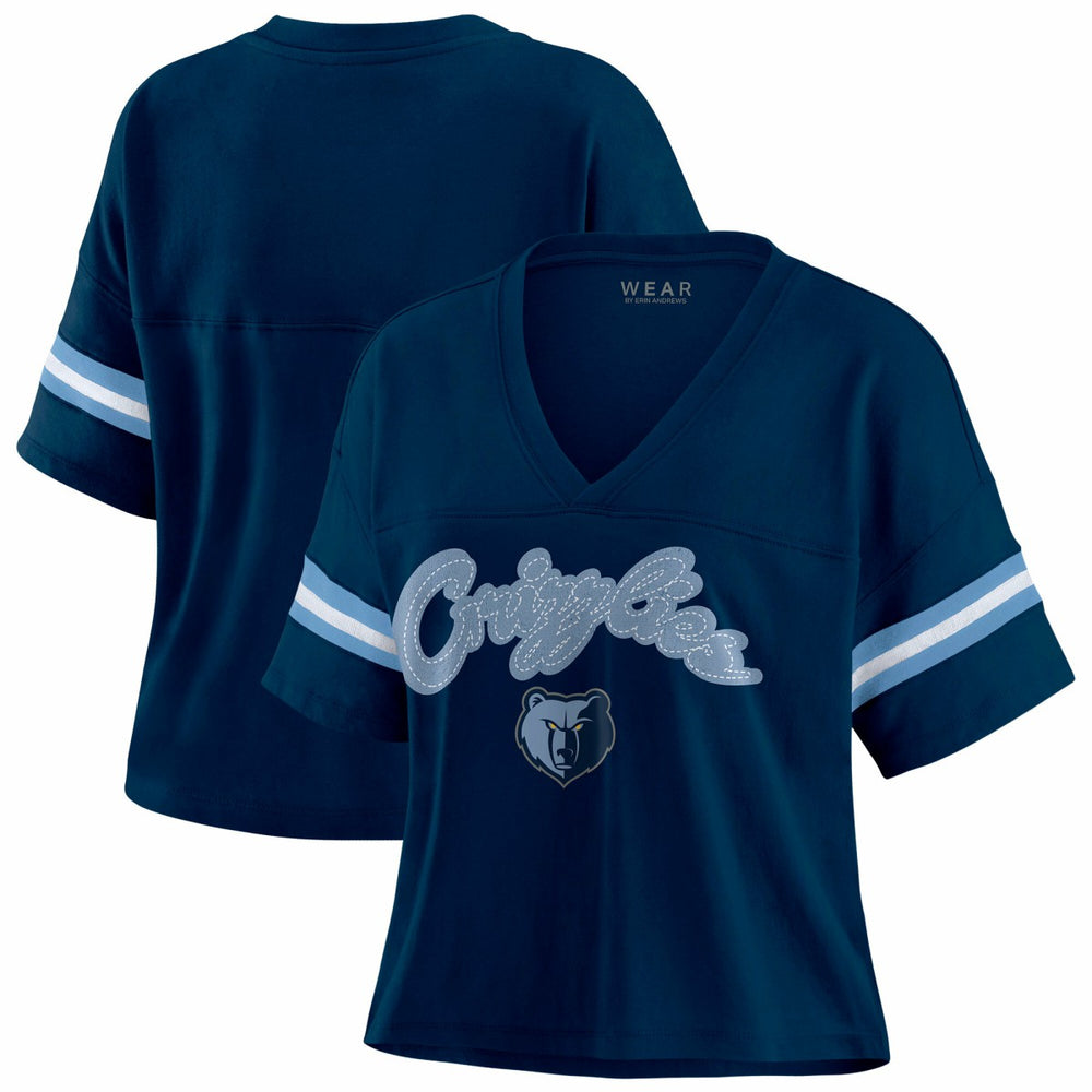 Memphis Grizzlies WEAR by Erin Andrews Women's Color Block Boxy V-Neck T-Shirt