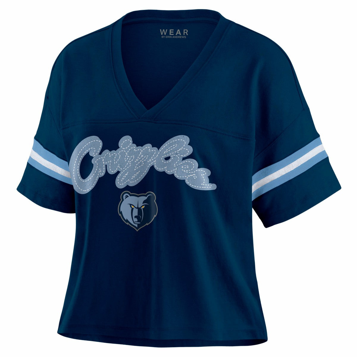 Memphis Grizzlies WEAR by Erin Andrews Women's Color Block Boxy V-Neck T-Shirt