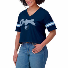 Memphis Grizzlies WEAR by Erin Andrews Women's Color Block Boxy V-Neck T-Shirt