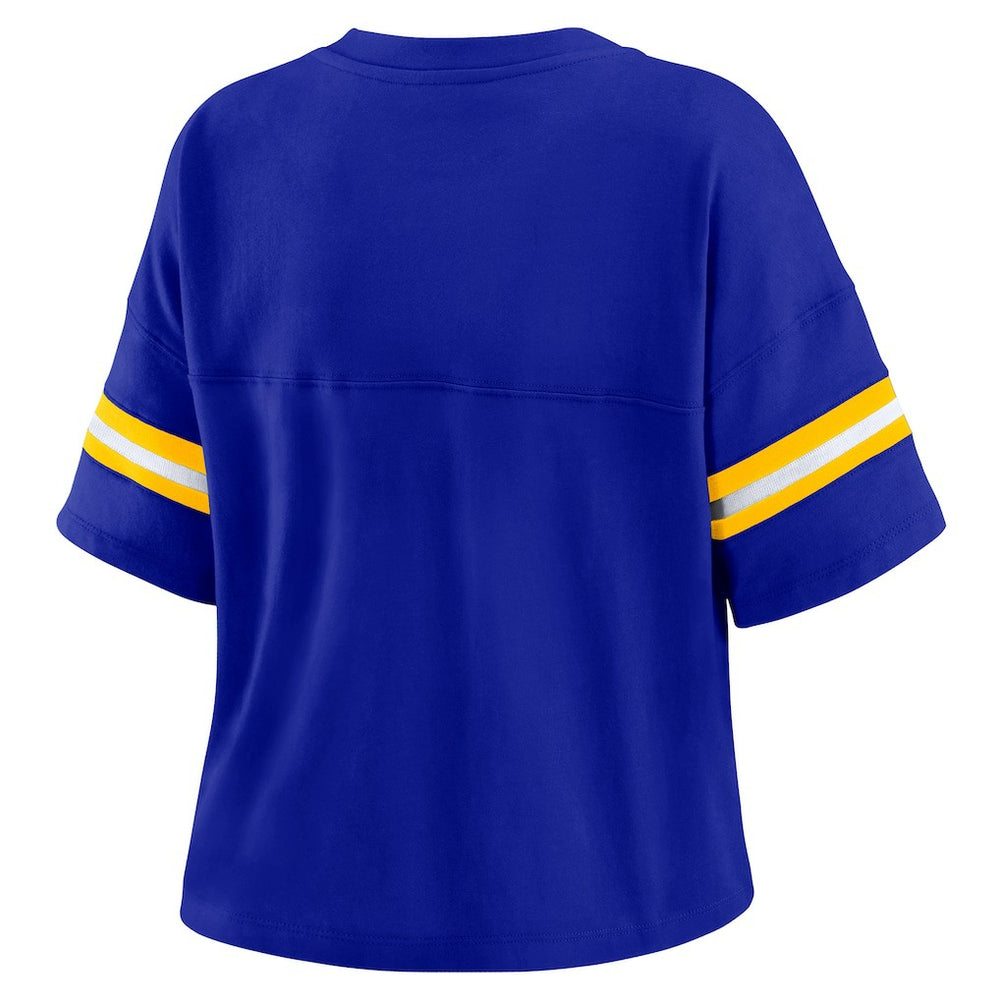 Golden State Warriors WEAR by Erin Andrews Women's Plus Size Color Block Boxy V-Neck T-Shirt sale