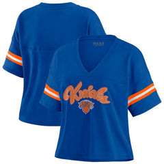 New York Knicks WEAR by Erin Andrews Women's Plus Size Color Block Boxy V-Neck T-Shirt